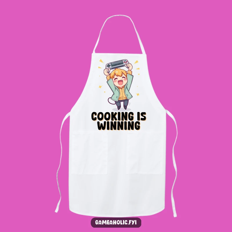 Funny Gamer Victory Apron: Cook Up Wins with Humor, Joyful Character Design