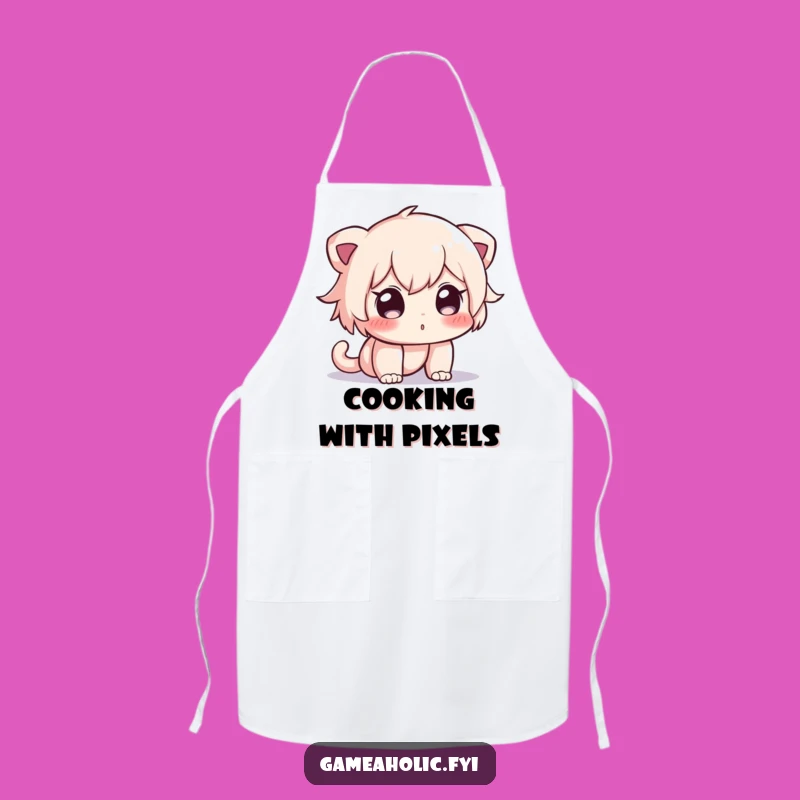 Funny Curious Character Screen Apron: Cook & Laugh with Digital Delight