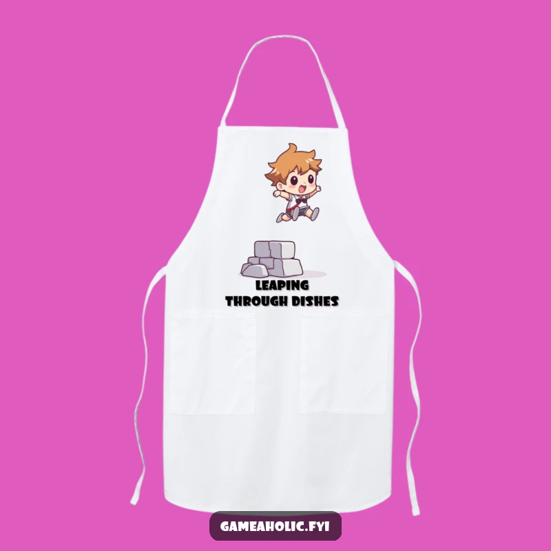 Funny Pixel Obstacle Leap Apron - Chef's Abstract Gaming Kitchen Gift
