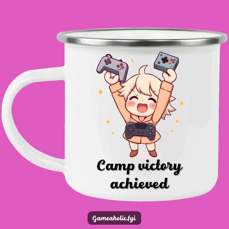 Funny Gamer Victory Camping Mug: Celebrate Wins Anywhere!