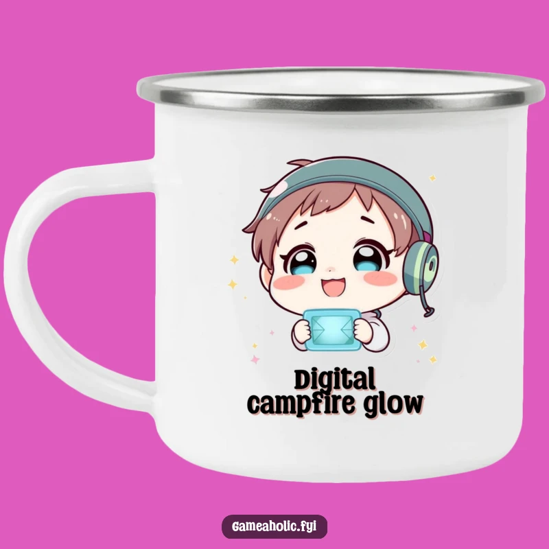 Funny Virtual World Camping Mug: Flashing Screen Delight Outdoors