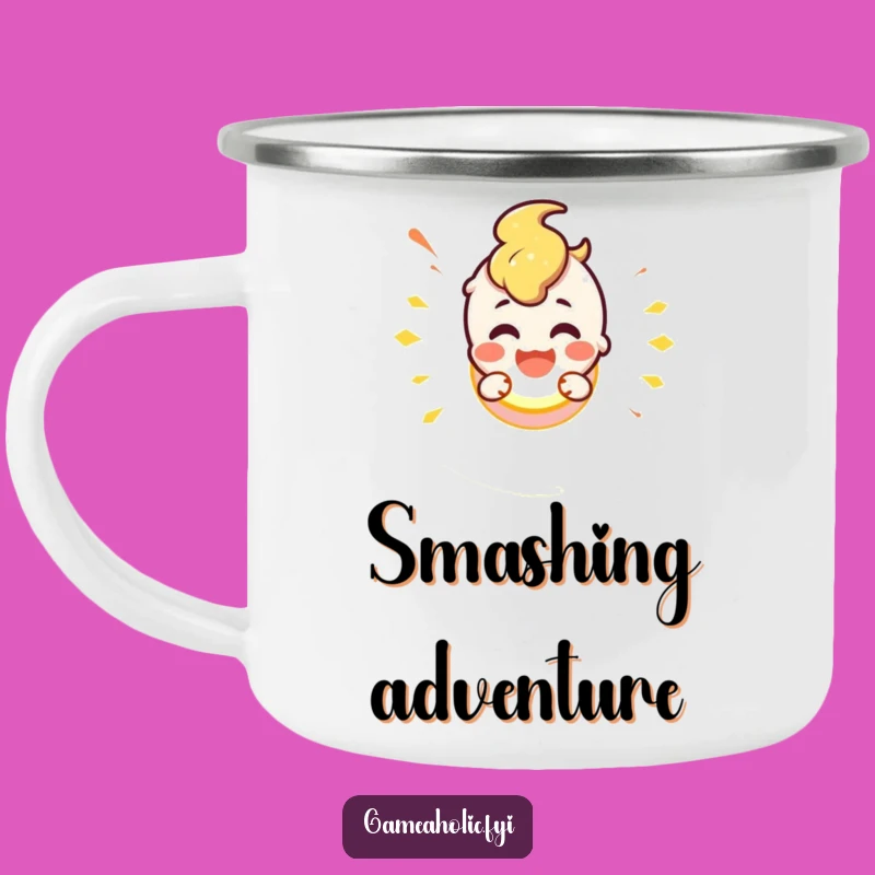 Funny Button Smash Camping Mug: Activate Your Outdoor Fun