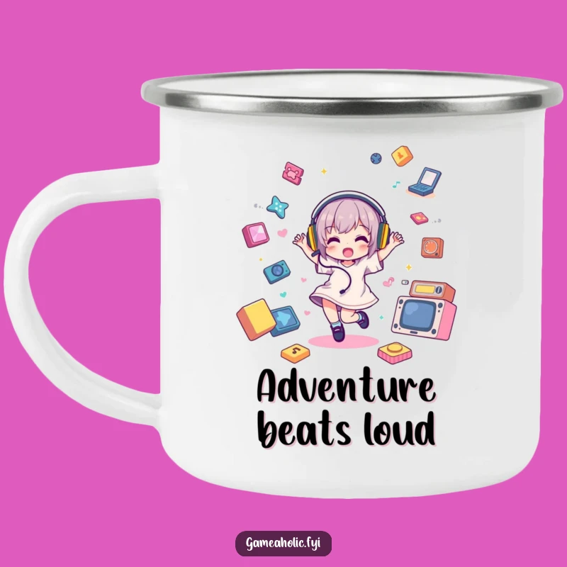 Funny Campfire Gamer Mug: Dance & Game Outdoors - Hilarious Gift!