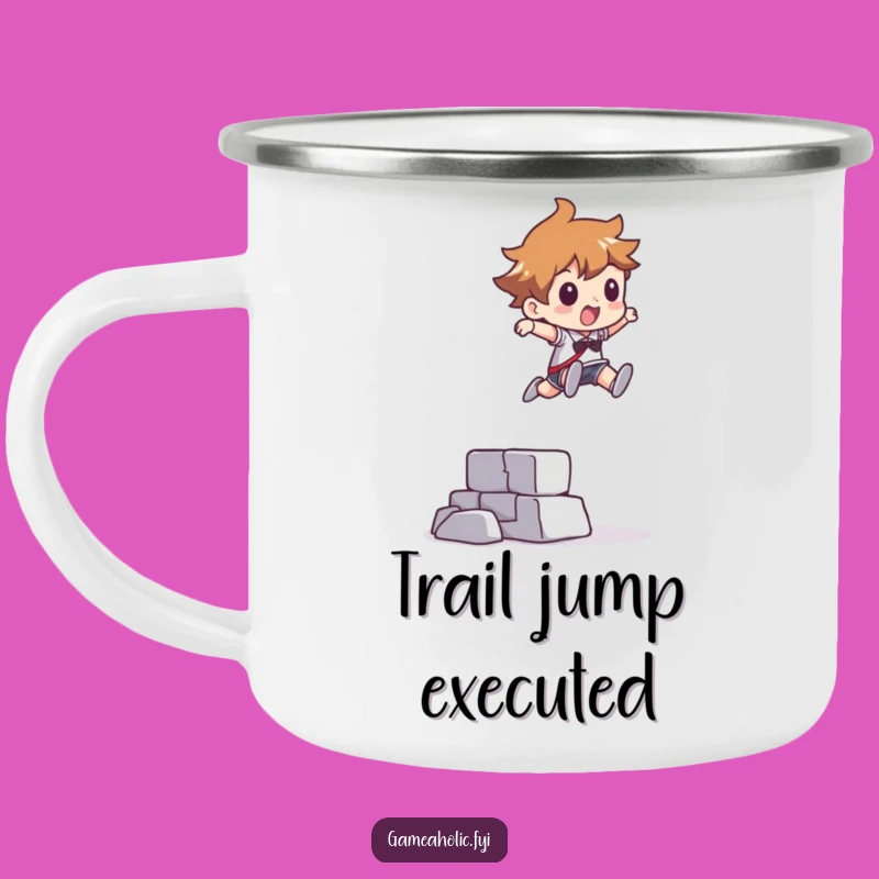 Funny Pixel Obstacle Leap Camping Mug - Outdoor Abstract Gaming Gift