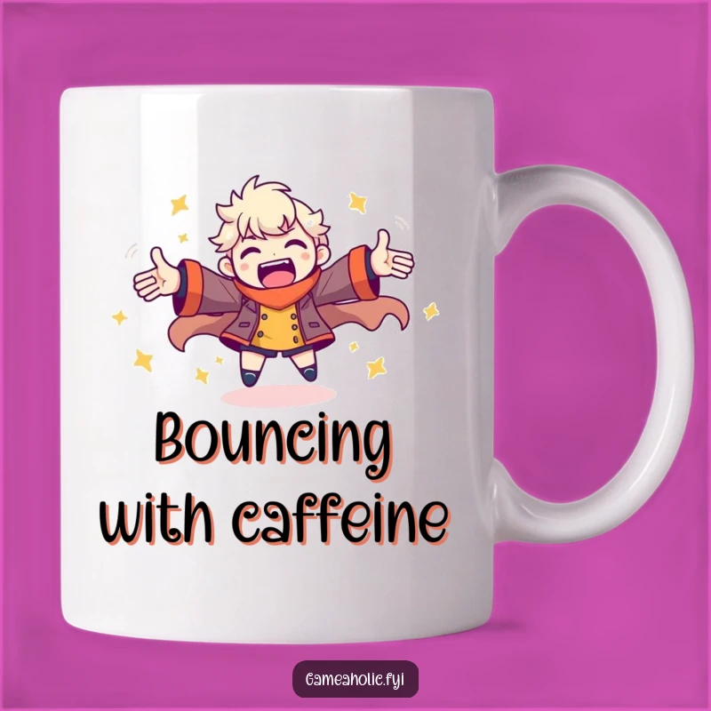 Funny Gamer Energy Mug: Spinning Joyful Pose Gift for Enthusiasts