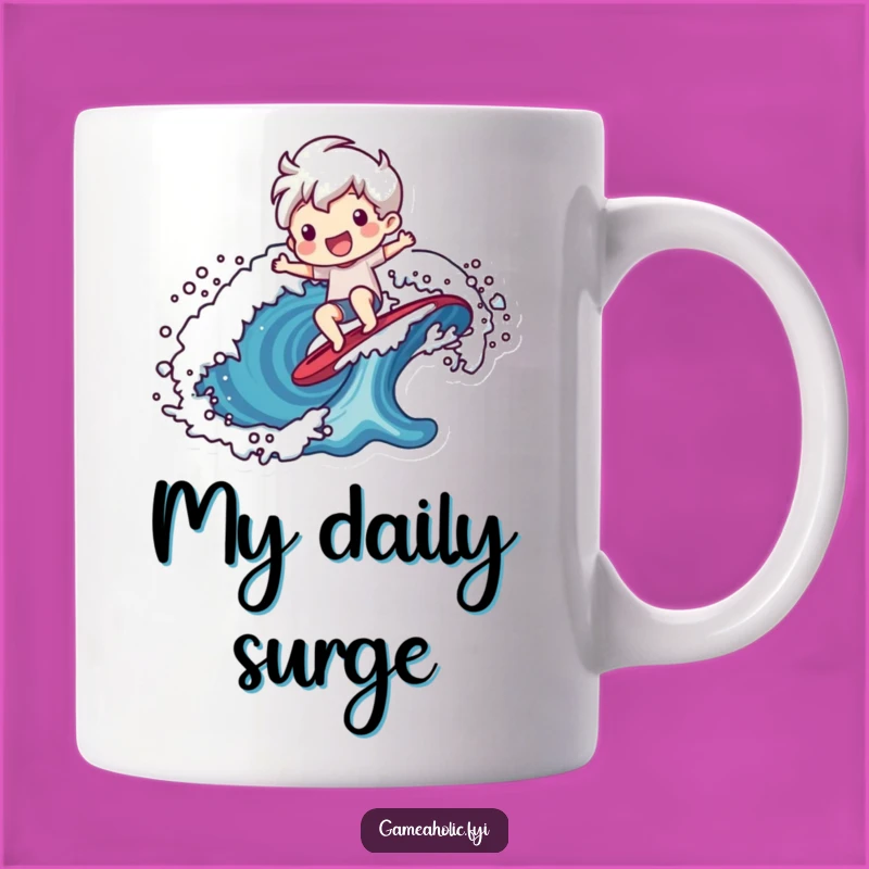 Funny Pixel Wave Rider Mug: Retro Gaming Fun Character Gift