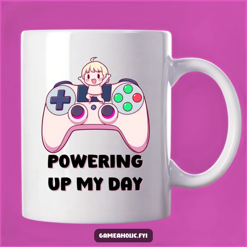 Funny Gamer Mug: Joyful Jumps and Controller Button Excitement