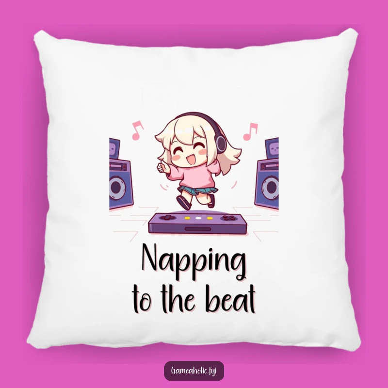Funny Gamer Pillow - Tapping Foot Character, Energetic Beats, Cozy Music Gift!
