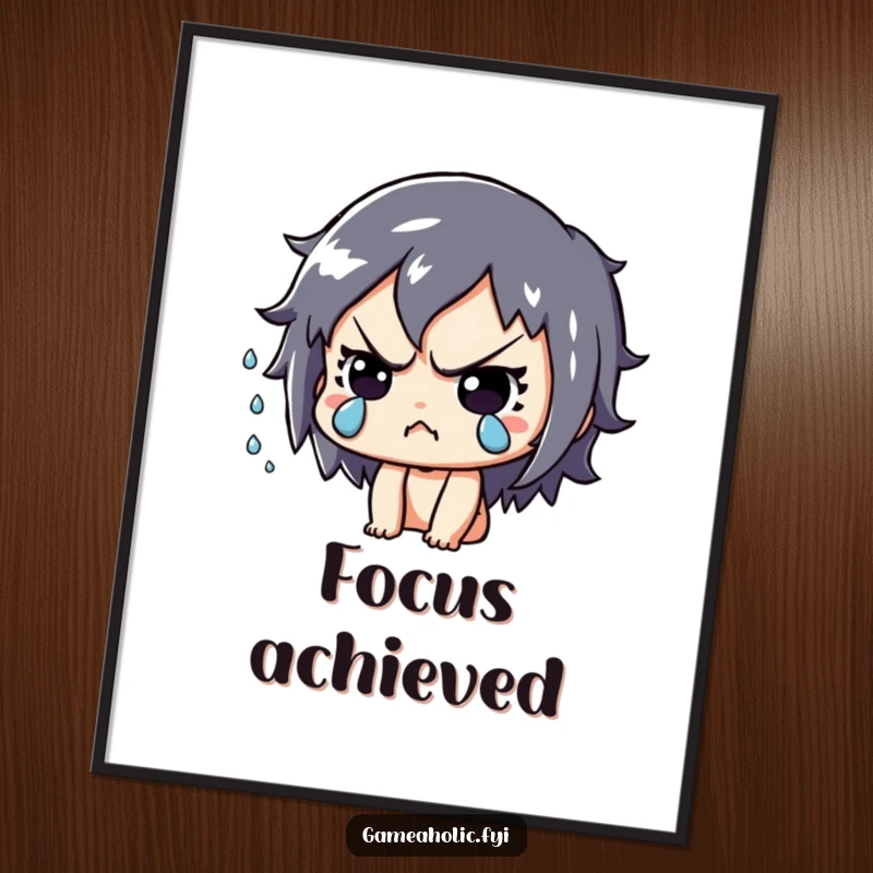 Funny Digital Art: Playful character intensely focused, sweat flying, a high-resolution depiction of gaming concentration.