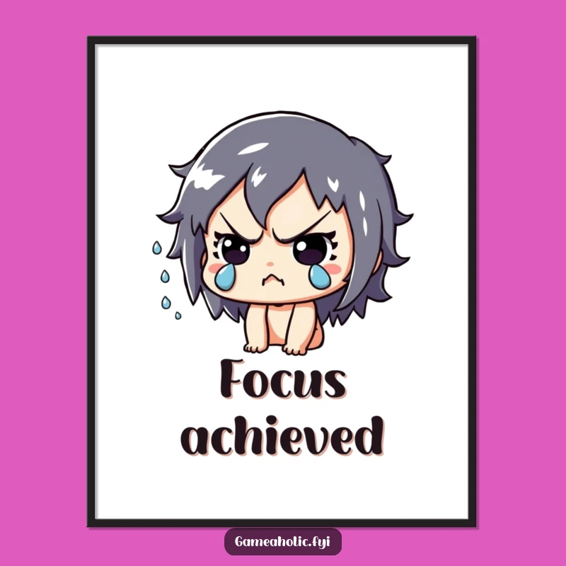 Funny Intense Gamer Digital Art: Focus Display, Perfect Funny Gift!