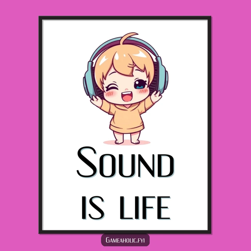 Funny Music Digital Art: Delighted Character Headphone Decor Gift