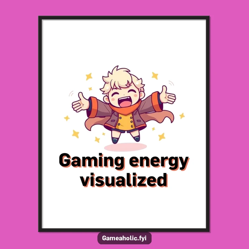 Funny Gamer Energy Digital Art: Spinning Pose Print for Walls