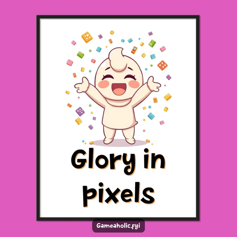 Funny Gamer Confetti Digital Art: Celebrate Wins with Pixel Decor Gift