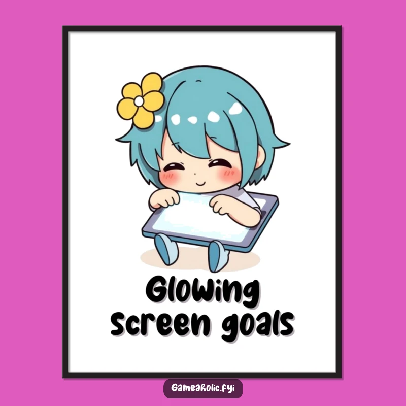 Funny Digital Art: Glowing Tablet Tapper, Instant Wall Humor, Perfect Funny Gift