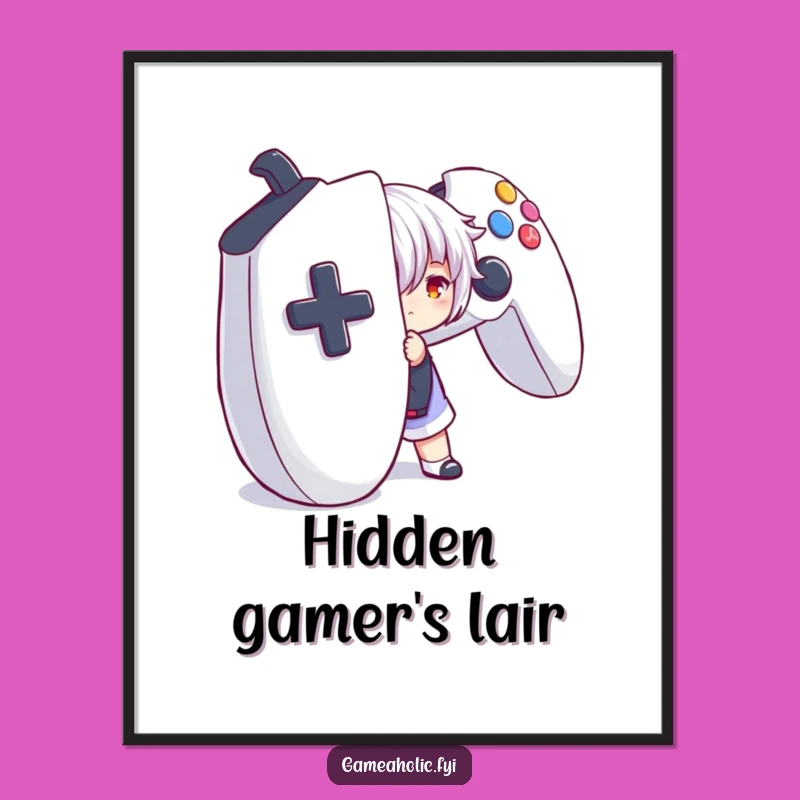 Funny Gamer Art Print: Hiding Controller for Immersive Gaming Decor