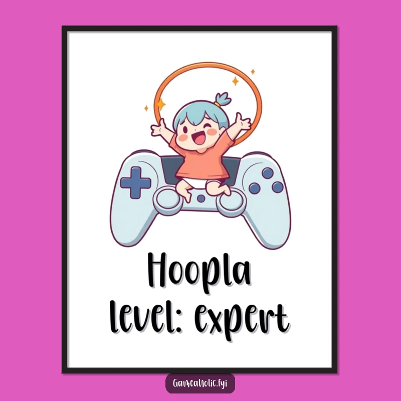 Funny Gamer Leap Digital Art - Joyful Controller Hoop Print