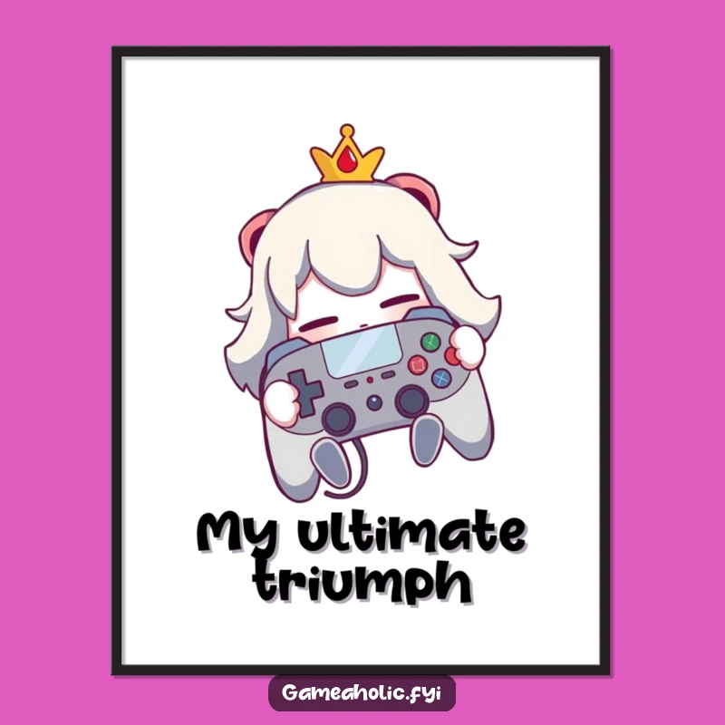Funny Gaming Art Print: Character's Controller Hug, Digital Download Gift for Gamers