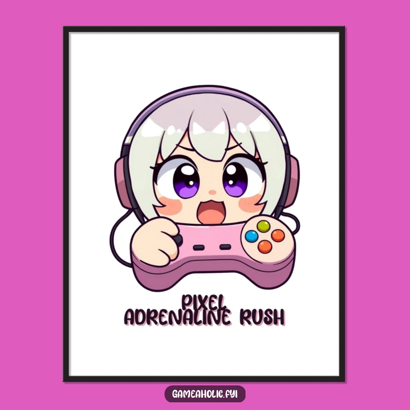 Funny Digital Art Print: Intense Gamer Mashing Buttons, Instant Decor & Funny Gift