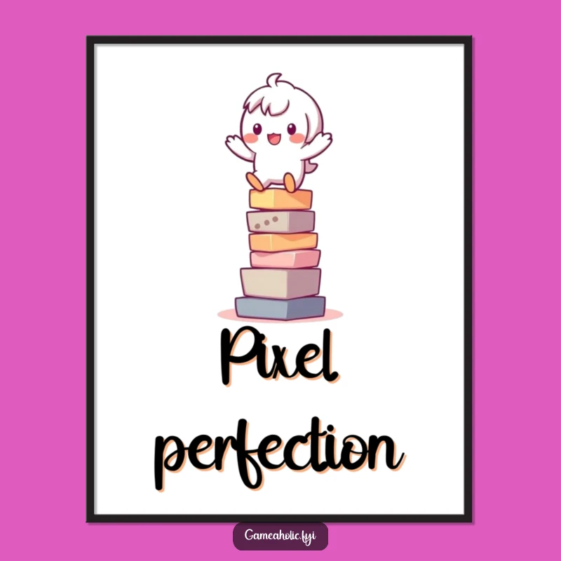 Funny Pixel Balance Digital Art: Playful Character Decor Gift