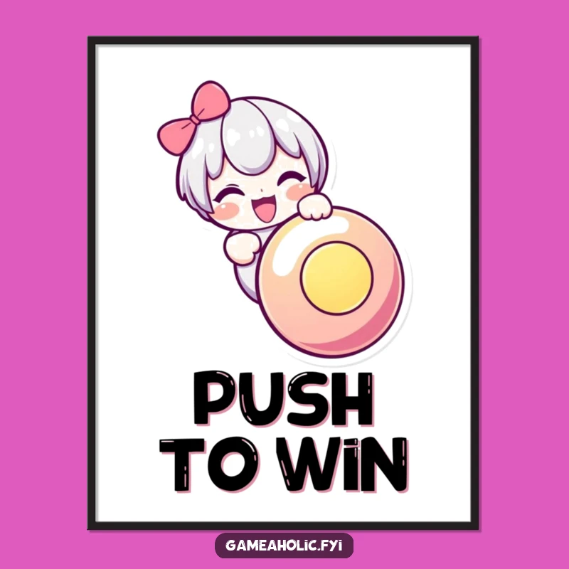 Funny Button Press Digital Art: Cute Character Gaming Decor Gift