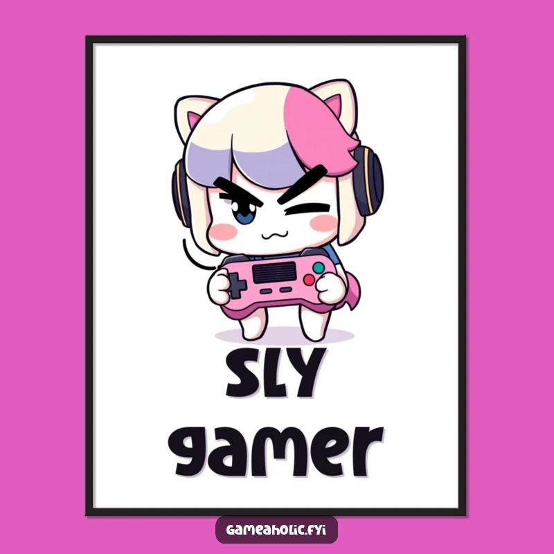 Funny Winking Gamer Digital Art: Instant Hilarious Decor, Perfect Gift for Players