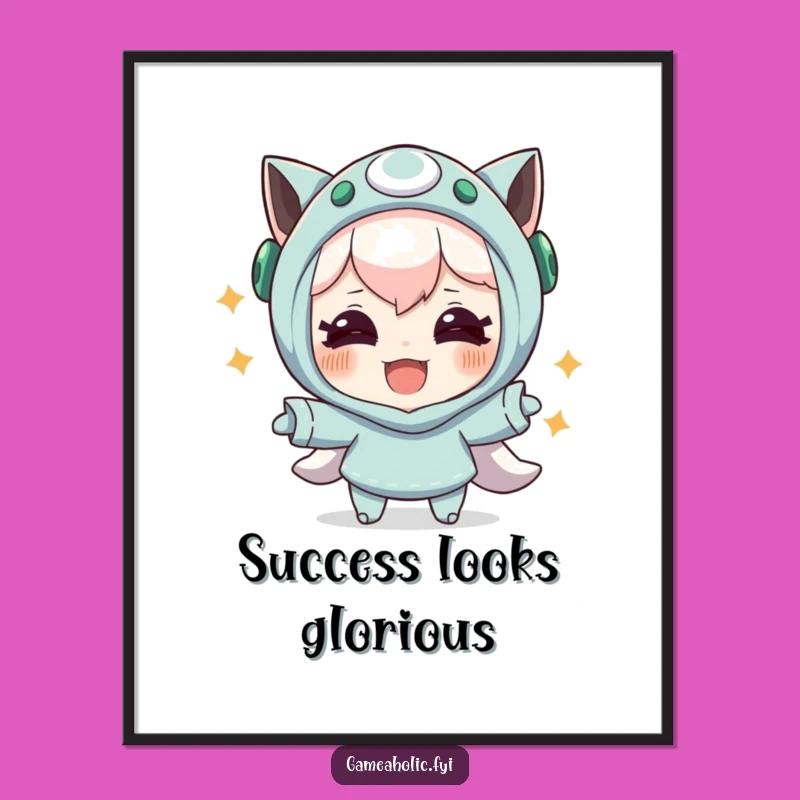 Funny 'Joyful Victory' Digital Print: Hilarious Gift for Game Room Decor!