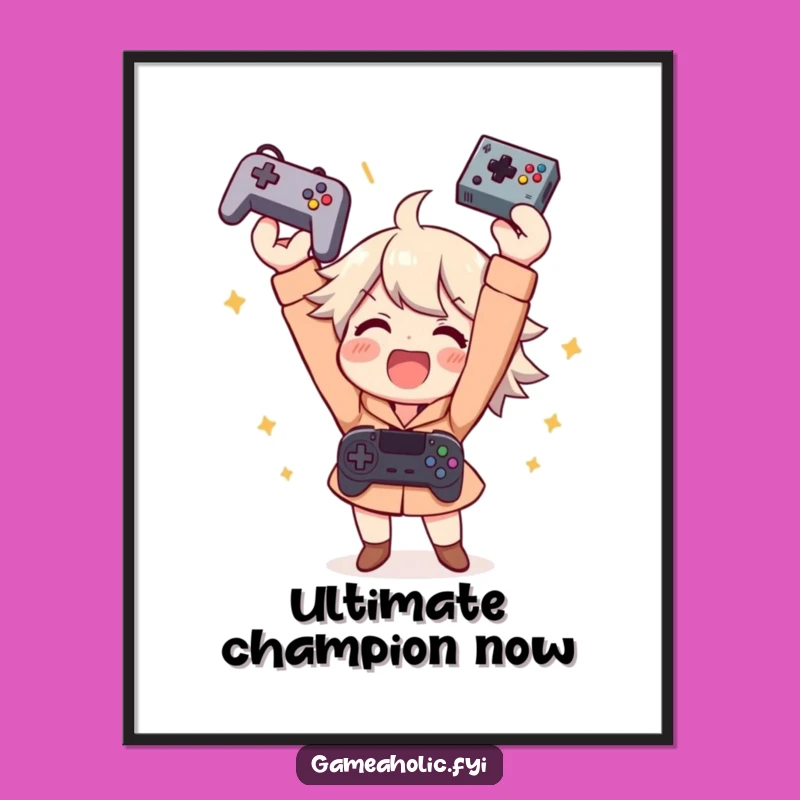 Funny Gamer Victory Digital Art: Instant Celebration for Your Space