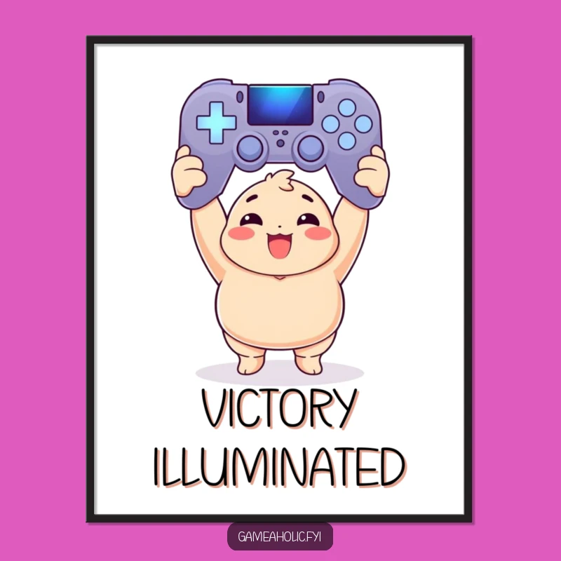 Funny Chubby Gamer Digital Art: Victory Display, Perfect Funny Gift!