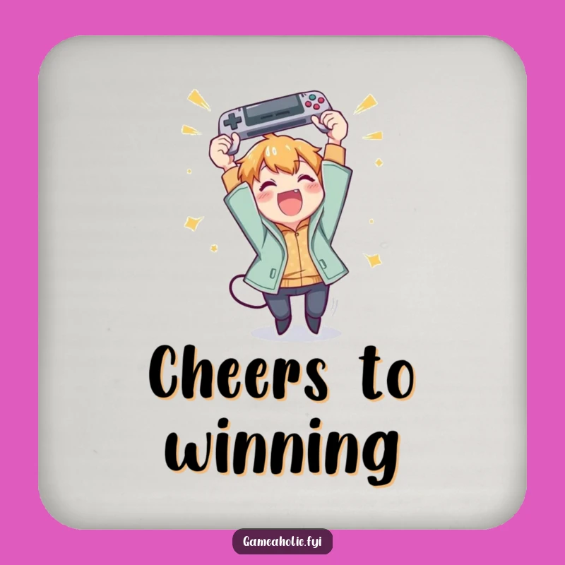 Funny Gamer Victory Coaster: Protect Surfaces with Celebration, Humorous Gift Idea