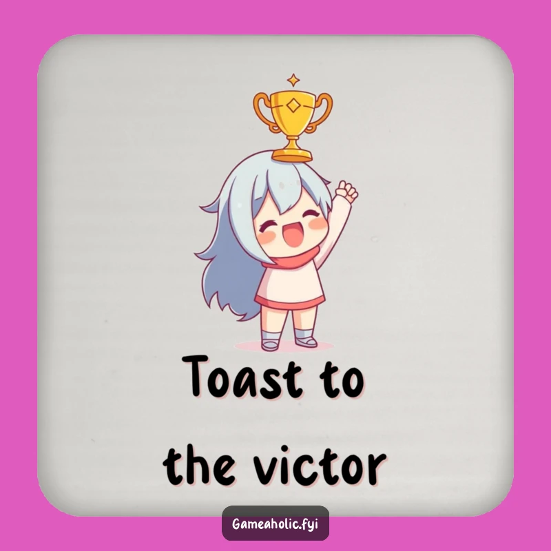 Funny Trophy Coaster: Joyful Character with Tiny Trophy, Protects Surfaces with Flair