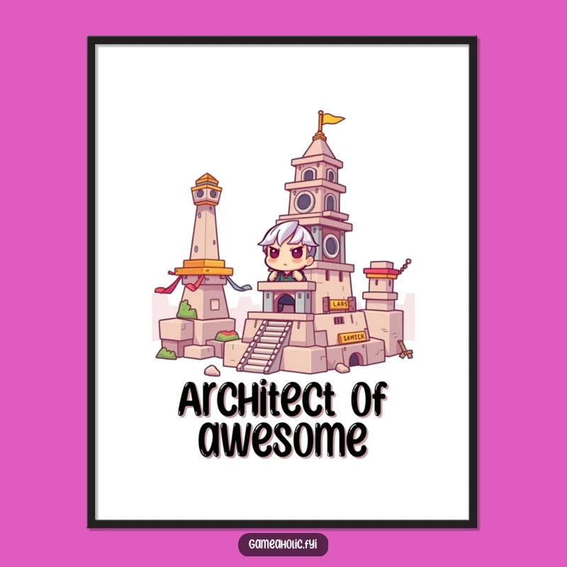Funny Gamer Poster: Intense Concentration Building Tower - Epic Gaming Decor Gift