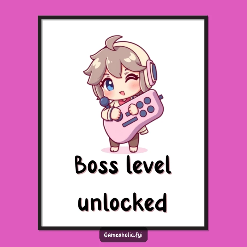 Funny Retro Gaming Poster - Winking Character & Joystick Art, Hilarious Wall Decor Gift!