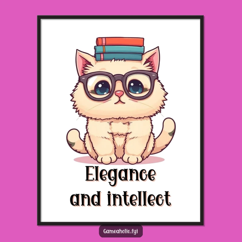 Funny Cat Scholar Poster: Adorable Wall Art for Book Nooks, Perfect Gift!