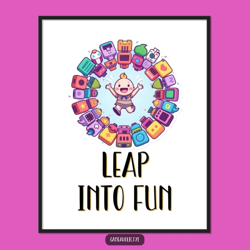 Funny Game Portal Poster: Happy Character Game Art Print Gift