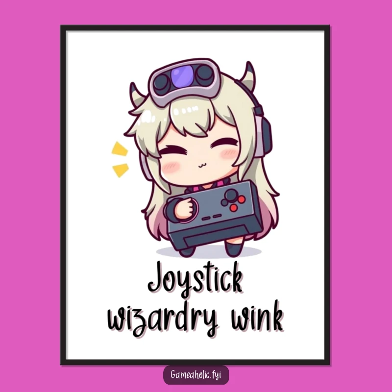 Funny Gaming Poster Art: Winking Joystick Character, Unique Gift for Game Rooms