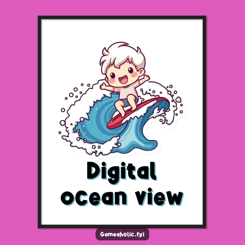 Funny Pixel Wave Art Poster: Retro Gaming Character Decor Gift