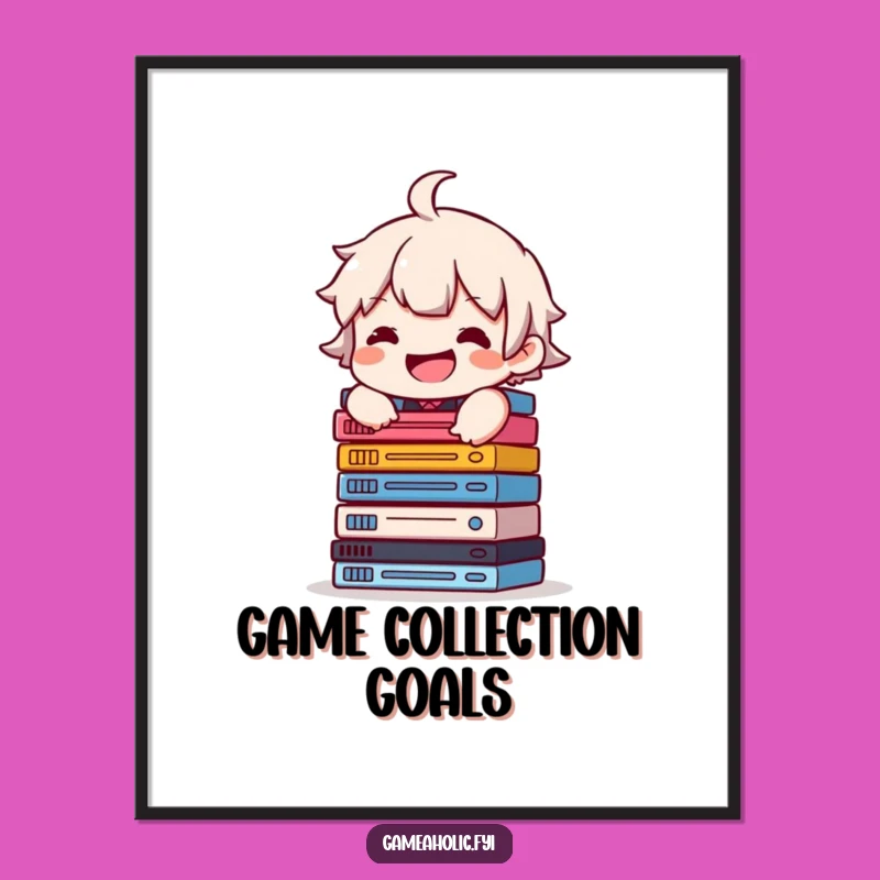 Funny Poster: Game Case Stack Art, Collector's Decor & Unique Funny Gift