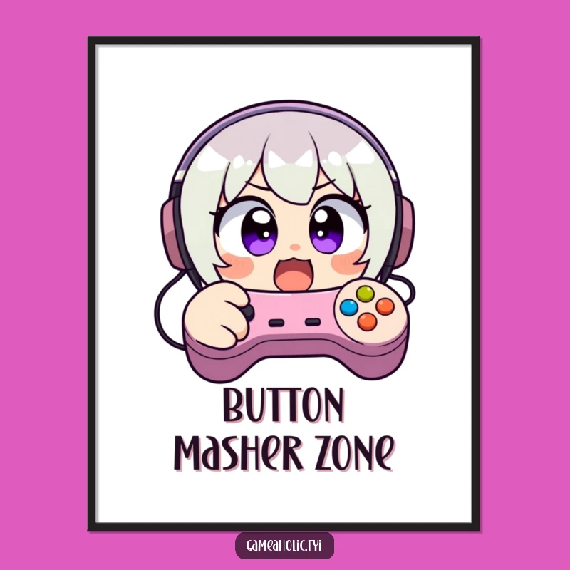 Funny Poster: Intense Button Mashing Gamer Art, Hilarious Wall Decor & Funny Gift