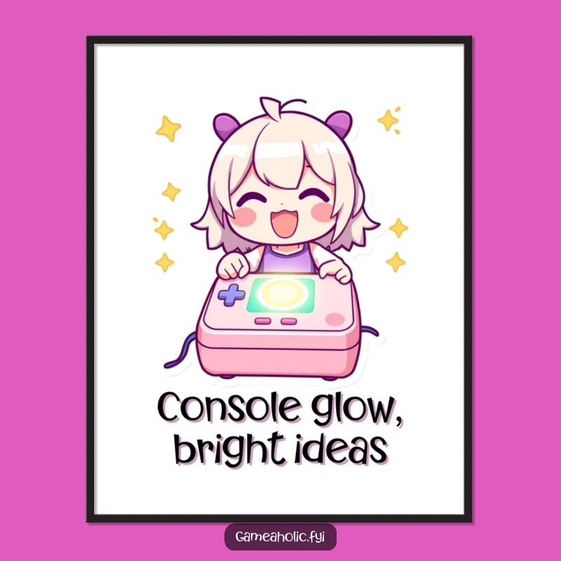 Funny Power Up Poster - Happy Console Charging Art Print