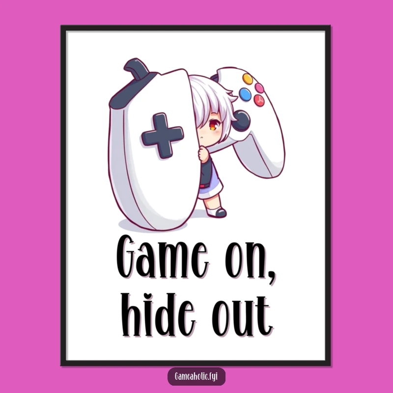Funny Gaming Art Poster: Hiding Controller Character for Your Wall