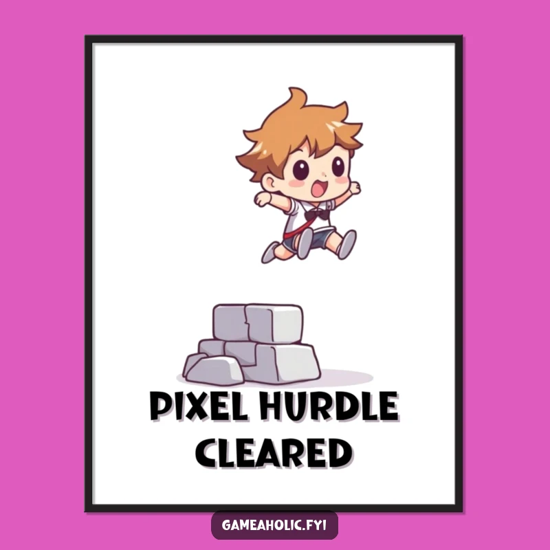 Funny Pixel Obstacle Leap Poster - Abstract Gaming Art Print