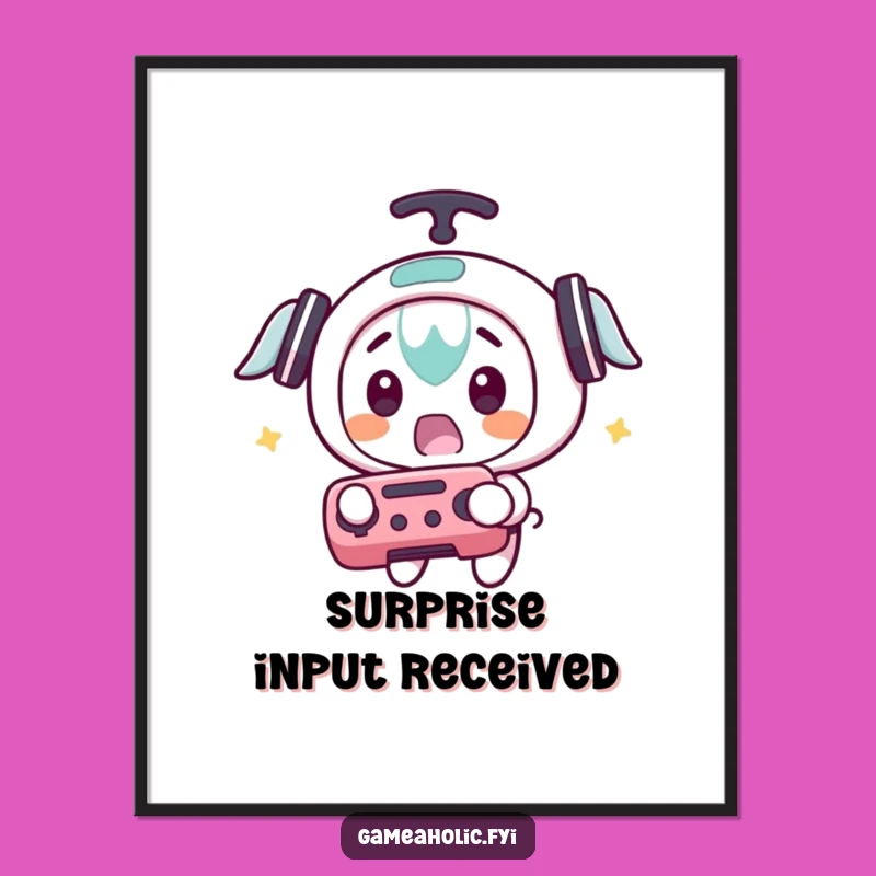 Funny Gamer Poster: Surprised Controller Catch, Flying Game Art, Great Funny Gift