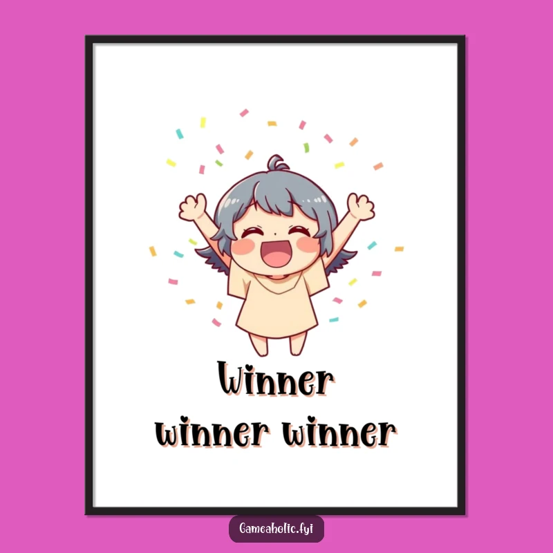 Funny Poster: Joyful Victory Confetti Blast, Festive Wall Art Funny Gift