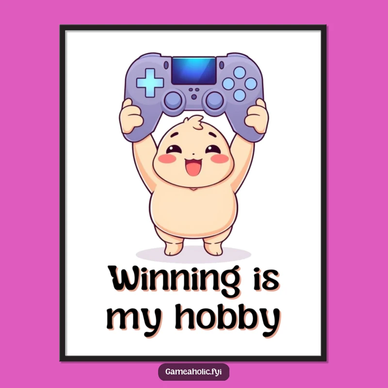 Funny Chubby Gamer Poster: Epic Controller Victory Art, Perfect Funny Gift!