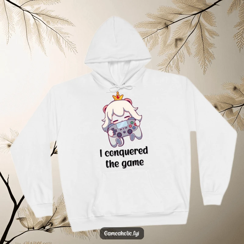 Funny hoodie depicting a character hugging their video game controller, symbolizing devoted gamer passion and comfort.
