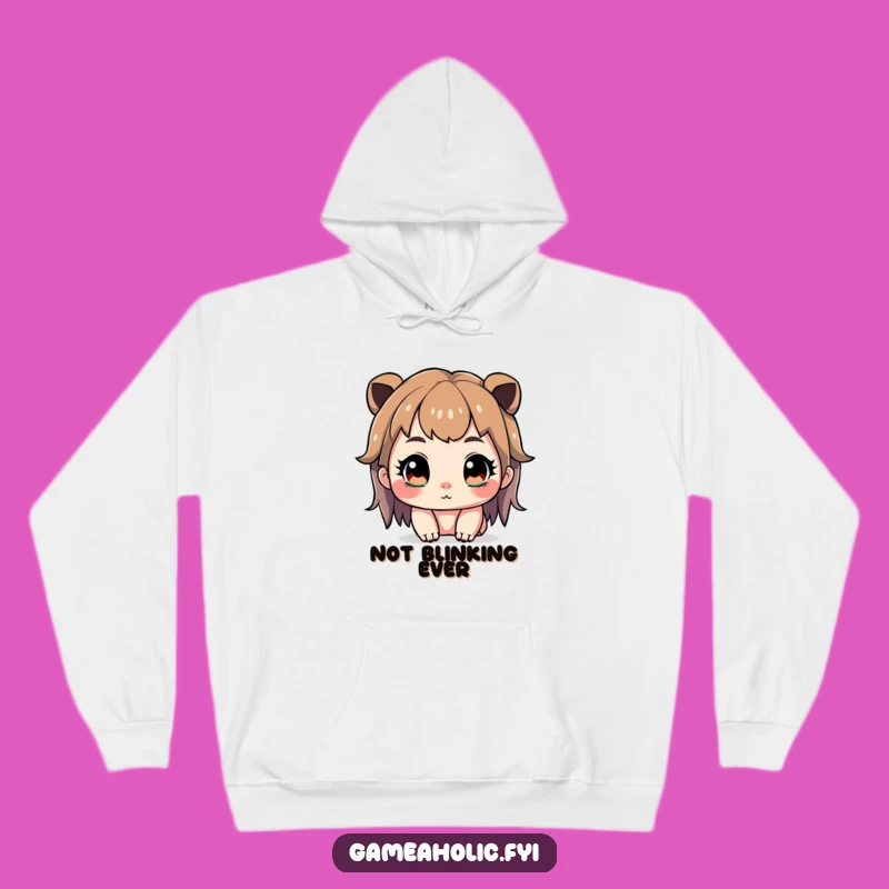 Funny Gamer Hoodie: Cute Character Intense Focus, Sparkling Eyes, Cozy Gaming Gear