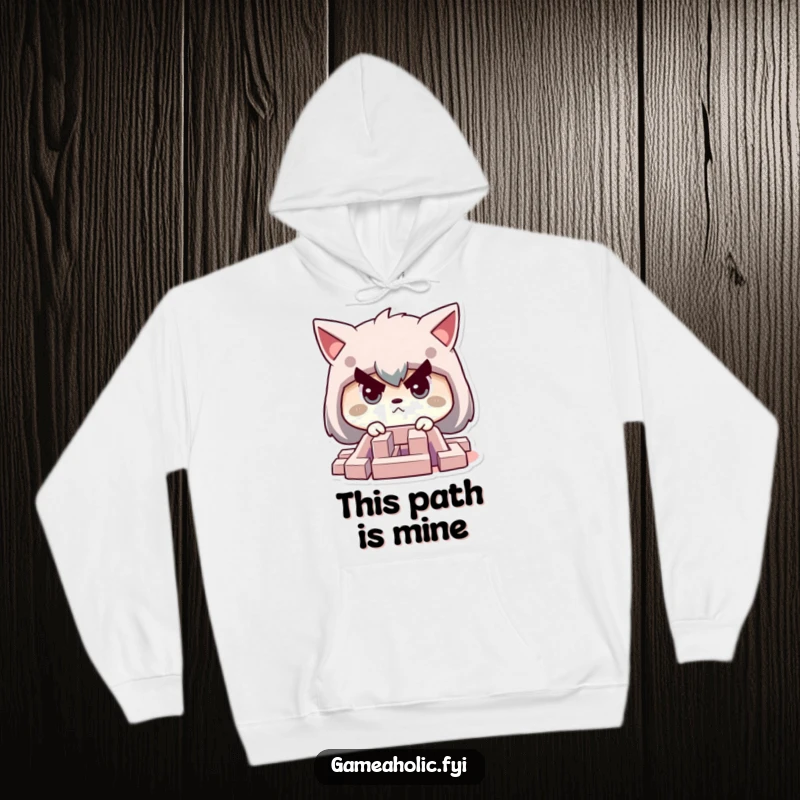Funny hoodie with a character showing determination while focused on solving a tiny, intricate maze.