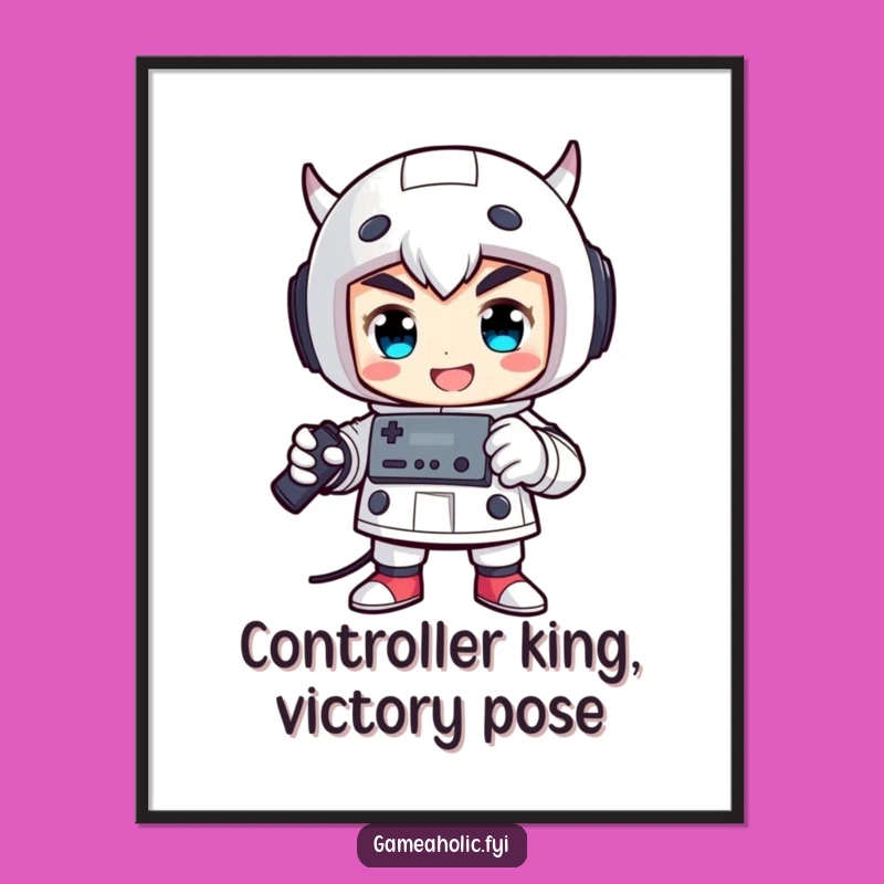 Funny Free Printable Wall Art: Victorious Gamer Pose, Controller Downloadable Art