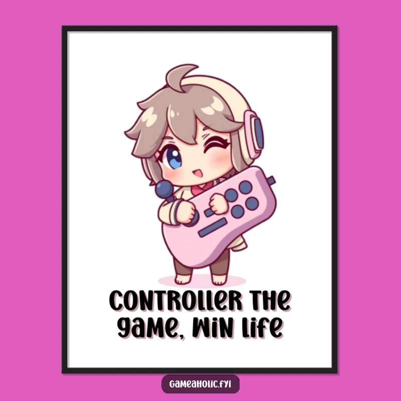Funny Free Printable Wall Art: Winking Gamer, Downloadable Gaming Decor for Your Space