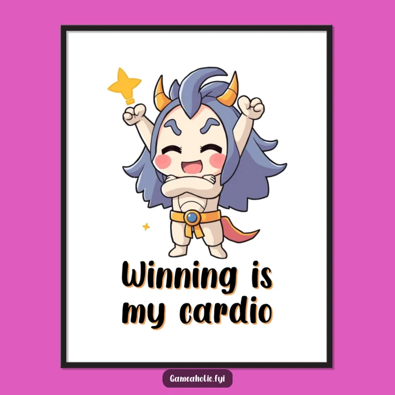 Free Printable Gamer Wall Art: Funny Victory Pose Downloadable Decor